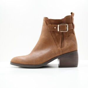 Lucca Lane Meyna Brown Leather 2.5" Block Heel Ankle Boots - 8